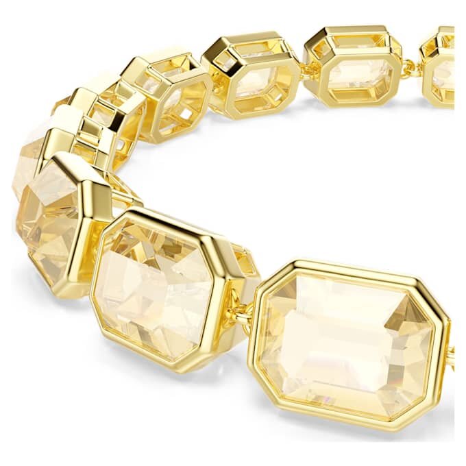 Pulseira Millenia com cristais de corte octogonal, cor caramelo, banhada a dourado Pulseira Millenia com cristais de corte octogonal, cor caramelo, banhada a dourado