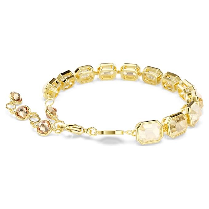 Pulseira Millenia com cristais de corte octogonal, cor caramelo, banhada a dourado Pulseira Millenia com cristais de corte octogonal, cor caramelo, banhada a dourado