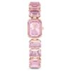 Pulseira-relógio com cristais de corte octogonal, cor-de-rosa, acabamento em tom de ouro rosa Pulseira-relógio com cristais de corte octogonal, cor-de-rosa, acabamento em tom de ouro rosa