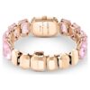 Pulseira-relógio com cristais de corte octogonal, cor-de-rosa, acabamento em tom de ouro rosa Pulseira-relógio com cristais de corte octogonal, cor-de-rosa, acabamento em tom de ouro rosa