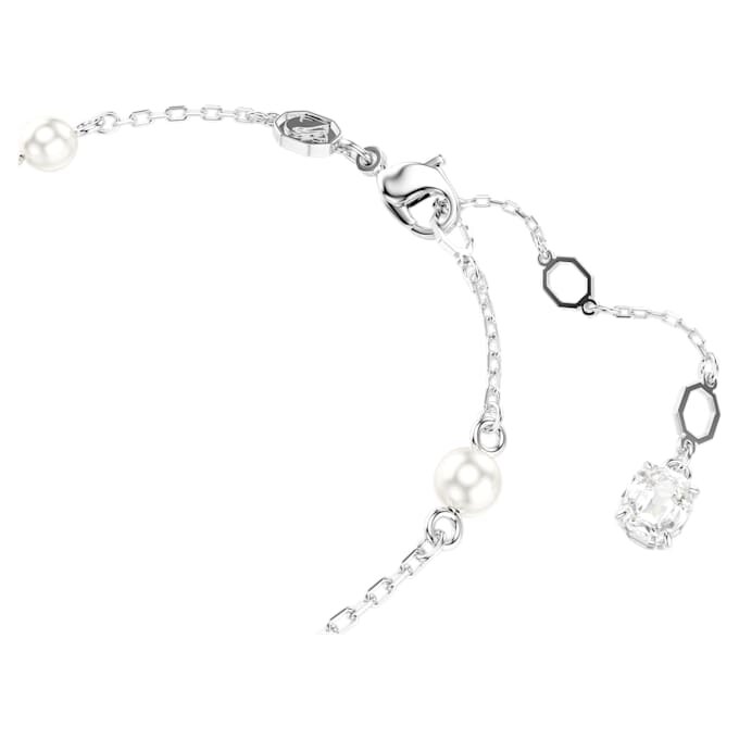 Pulseira Serpente com Pérola de Cristal, Cortes Mistos, Ano da Serpente, Branca, Banhada a Ródio Pulseira Serpente com Pérola de Cristal, Cortes Mistos, Ano da Serpente, Branca, Banhada a Ródio