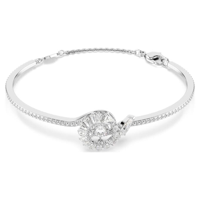 Pulseira «Snake» com cortes mistos, Ano da Serpente, Branca, banhada a ródio Pulseira «Snake» com cortes mistos, Ano da Serpente, Branca, banhada a ródio