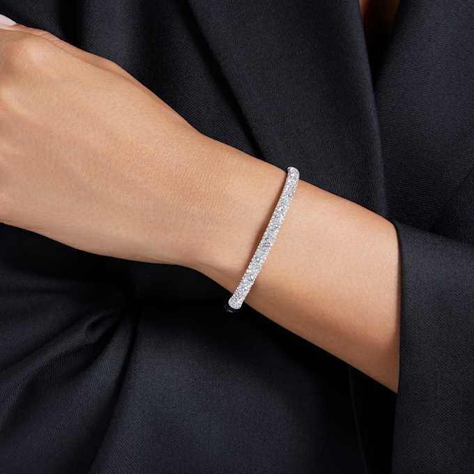 Pulseira Sublima Snow Pavé, Branca, Banhada a Ródio Pulseira Sublima Snow Pavé, Branca, Banhada a Ródio