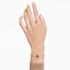 Pulseira Swan, preta, banhada a ouro rosa
