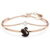 Pulseira Swan, preta, banhada a ouro rosa