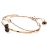 Pulseira Swan, preta, banhada a ouro rosa