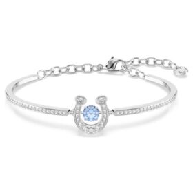 Pulseira Symbolica com corte redondo, pavé, ferradura, azul, banhada a ródio Pulseira Symbolica com corte redondo, pavé, ferradura, azul, banhada a ródio