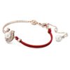 Pulseira Symbolica com pérola de cristal, pavé, ferradura, branca, banhada a ouro rosa