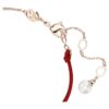 Pulseira Symbolica com pérola de cristal, pavé, ferradura, branca, banhada a ouro rosa