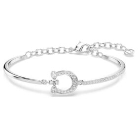 Pulseira Symbolica Pavé, Ferradura, Branca, banhada a ródio