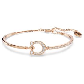Pulseira Symbolica Pavé, Ferradura, Branca, com banho em tom de ouro rosa