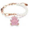 Pulseira Teddy com Pérola de Cristal, Urso, Rosa, Banho em Tom de Ouro-Rosa Pulseira Teddy com Pérola de Cristal, Urso, Rosa, Banho em Tom de Ouro-Rosa