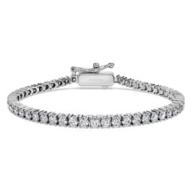 Pulseira Tennis Eternity com diamantes cultivados em laboratório, 3 Ct Tw, forma redonda, ouro branco de 14K Pulseira Tennis Eternity com diamantes cultivados em laboratório, 3 Ct Tw, forma redonda, ouro branco de 14K