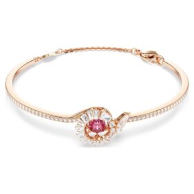 Pulseira tipo bangle com cortes mistos, Ano da Serpente, vermelha, banhada a ouro rosa Pulseira tipo bangle com cortes mistos, Ano da Serpente, vermelha, banhada a ouro rosa
