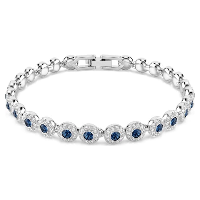 Pulseira Una Angelic com corte redondo, azul, banhada a ródio Pulseira Una Angelic com corte redondo, azul, banhada a ródio