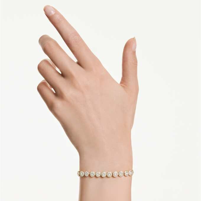 Pulseira Una Angelic com cristais de corte redondo, branca, banhada a dourado Pulseira Una Angelic com cristais de corte redondo, branca, banhada a dourado