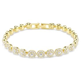 Pulseira Una Angelic com cristais de corte redondo, branca, banhada a dourado Pulseira Una Angelic com cristais de corte redondo, branca, banhada a dourado