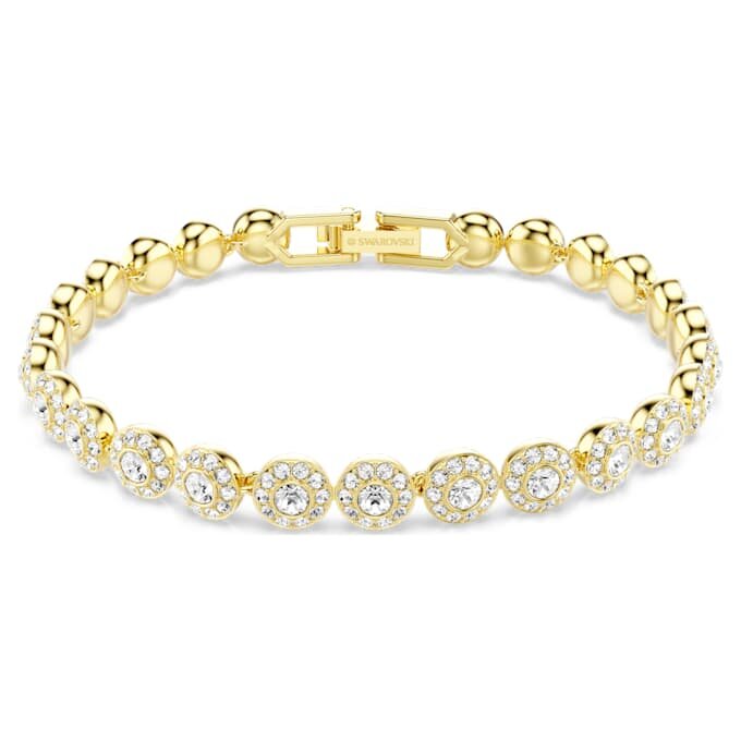 Pulseira Una Angelic com cristais de corte redondo, branca, banhada a dourado Pulseira Una Angelic com cristais de corte redondo, branca, banhada a dourado