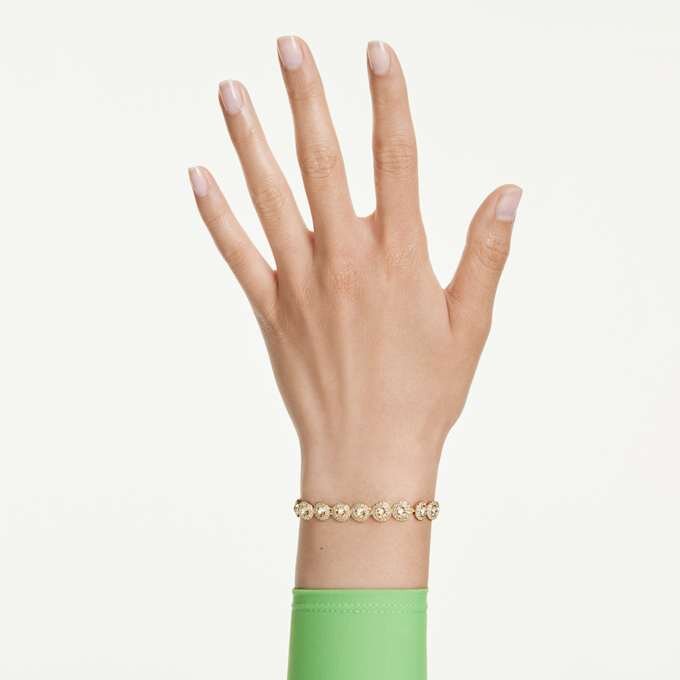 Pulseira Una Angelic com cristais de corte redondo, cor caramelo, banhada a dourado Pulseira Una Angelic com cristais de corte redondo, cor caramelo, banhada a dourado