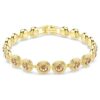 Pulseira Una Angelic com cristais de corte redondo, cor caramelo, banhada a dourado Pulseira Una Angelic com cristais de corte redondo, cor caramelo, banhada a dourado
