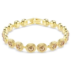 Pulseira Una Angelic com cristais de corte redondo, cor caramelo, banhada a dourado Pulseira Una Angelic com cristais de corte redondo, cor caramelo, banhada a dourado