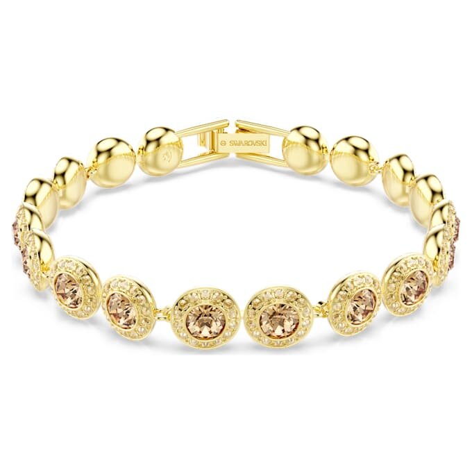 Pulseira Una Angelic com cristais de corte redondo, cor caramelo, banhada a dourado Pulseira Una Angelic com cristais de corte redondo, cor caramelo, banhada a dourado