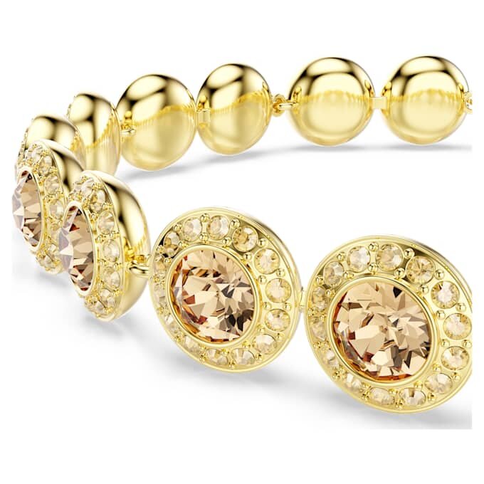 Pulseira Una Angelic com cristais de corte redondo, cor caramelo, banhada a dourado Pulseira Una Angelic com cristais de corte redondo, cor caramelo, banhada a dourado