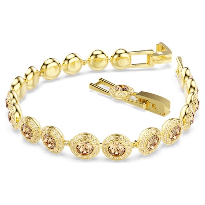 Pulseira Una Angelic com cristais de corte redondo, cor caramelo, banhada a dourado Pulseira Una Angelic com cristais de corte redondo, cor caramelo, banhada a dourado