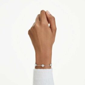 Pulseira Una Angelic com motivos de corte redondo e dupla face, branca, banhada a ródio Pulseira Una Angelic com motivos de corte redondo e dupla face, branca, banhada a ródio
