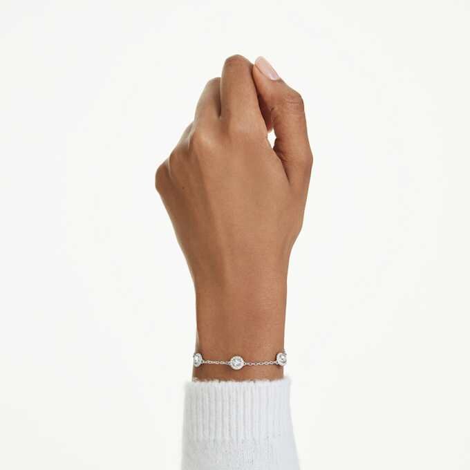 Pulseira Una Angelic com motivos de corte redondo e dupla face, branca, banhada a ródio Pulseira Una Angelic com motivos de corte redondo e dupla face, branca, banhada a ródio