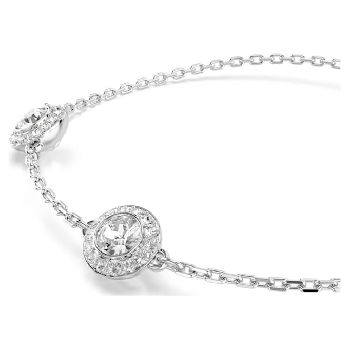 Pulseira Una Angelic com motivos de corte redondo e dupla face, branca, banhada a ródio Pulseira Una Angelic com motivos de corte redondo e dupla face, branca, banhada a ródio