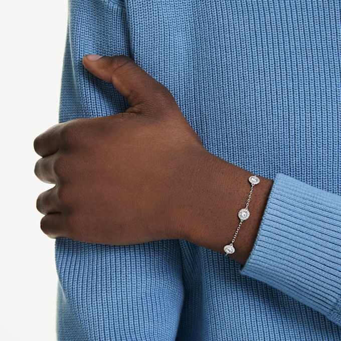 Pulseira Una Angelic com motivos de corte redondo e dupla face, branca, banhada a ródio Pulseira Una Angelic com motivos de corte redondo e dupla face, branca, banhada a ródio