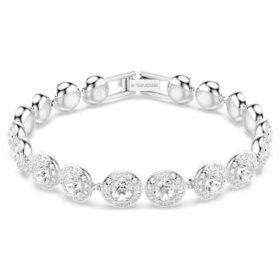 Pulseira Una Angelic, corte redondo, branca, banhada a ródio Pulseira Una Angelic, corte redondo, branca, banhada a ródio