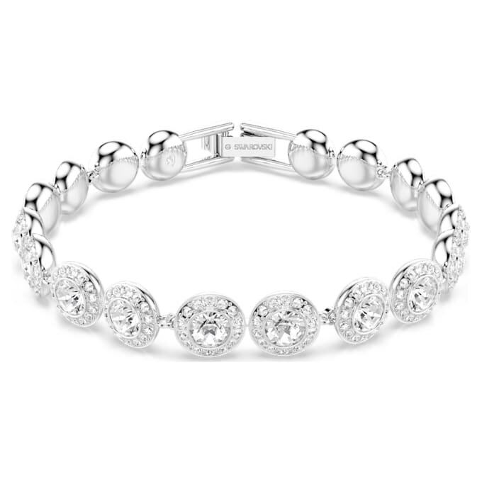 Pulseira Una Angelic, corte redondo, branca, banhada a ródio Pulseira Una Angelic, corte redondo, branca, banhada a ródio