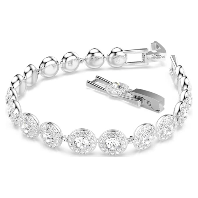 Pulseira Una Angelic, corte redondo, branca, banhada a ródio Pulseira Una Angelic, corte redondo, branca, banhada a ródio