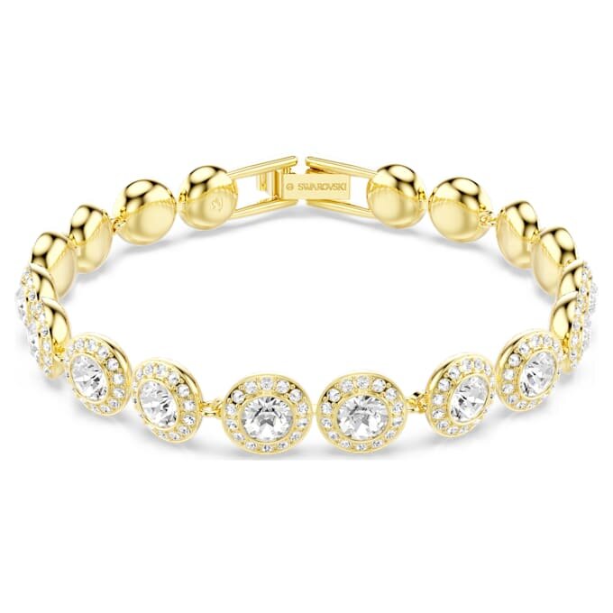 Pulseira Una Angelic, corte redondo, pavé, tamanho médio, branca, banhada a dourado Pulseira Una Angelic, corte redondo, pavé, tamanho médio, branca, banhada a dourado
