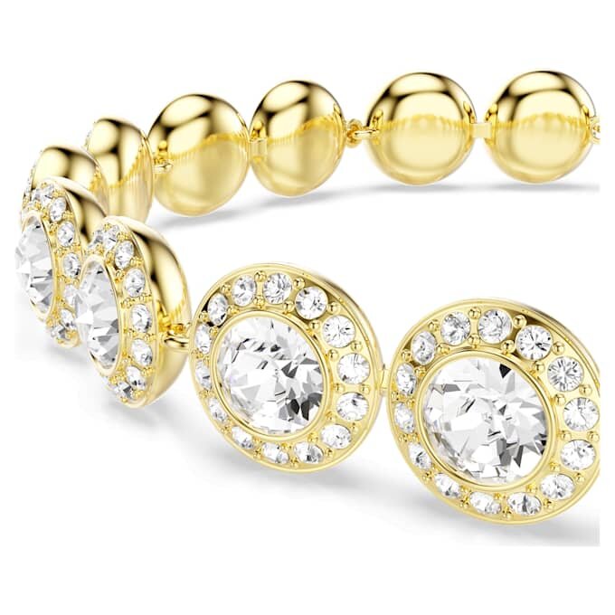 Pulseira Una Angelic, corte redondo, pavé, tamanho médio, branca, banhada a dourado Pulseira Una Angelic, corte redondo, pavé, tamanho médio, branca, banhada a dourado