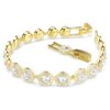 Pulseira Una Angelic, corte redondo, pavé, tamanho médio, branca, banhada a dourado Pulseira Una Angelic, corte redondo, pavé, tamanho médio, branca, banhada a dourado