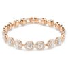 Pulseira Una Angelic, corte redondo, pavé, tamanho médio, branca, banhada a ouro rosa Pulseira Una Angelic, corte redondo, pavé, tamanho médio, branca, banhada a ouro rosa