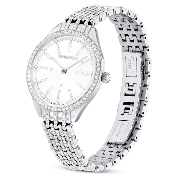 Relógio Attract Swiss Made, pulseira em metal, tom prateado, aço inoxidável Relógio Attract Swiss Made, pulseira em metal, tom prateado, aço inoxidável