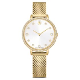 Relógio Clarica Swiss Made, pulseira em metal, tom dourado, acabamento em tom dourado
