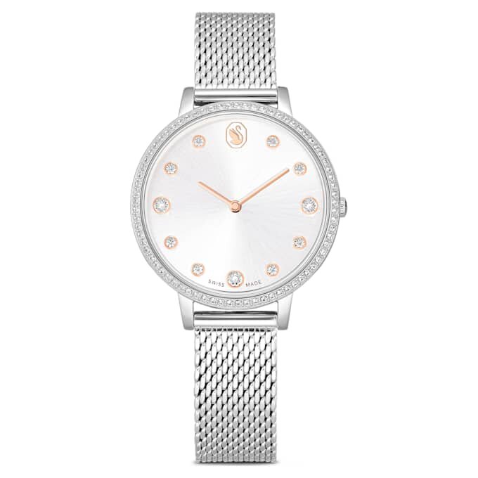 Relógio Clarica Swiss Made, pulseira em metal, tom prateado, aço inoxidável Relógio Clarica Swiss Made, pulseira em metal, tom prateado, aço inoxidável