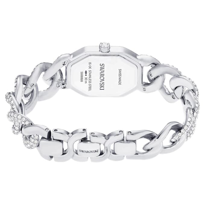 Relógio com corrente Dextera, fabricado na Suíça, pulseira de cristais, tom prateado, aço inoxidável Relógio com corrente Dextera, fabricado na Suíça, pulseira de cristais, tom prateado, aço inoxidável