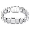 Relógio com pulseira de cristais de corte octogonal, branco, aço inoxidável