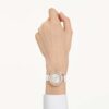 Relógio Crystalline Aura «Swiss Made», bracelete em couro, branco, acabamento em tom de ouro rosa Relógio Crystalline Aura «Swiss Made», bracelete em couro, branco, acabamento em tom de ouro rosa