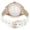 Relógio Crystalline Aura «Swiss Made», bracelete em couro, branco, acabamento em tom de ouro rosa Relógio Crystalline Aura «Swiss Made», bracelete em couro, branco, acabamento em tom de ouro rosa