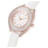 Relógio Crystalline Aura «Swiss Made», bracelete em couro, branco, acabamento em tom de ouro rosa Relógio Crystalline Aura «Swiss Made», bracelete em couro, branco, acabamento em tom de ouro rosa