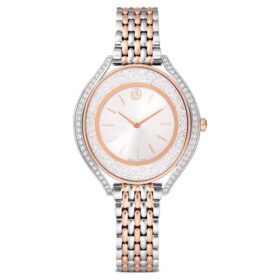 Relógio Crystalline Aura «Swiss Made», bracelete em metal, tom ouro-rosa, acabamento em metais misturados