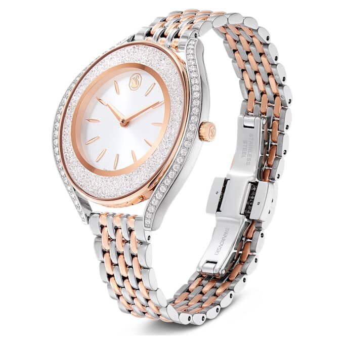 Relógio Crystalline Aura «Swiss Made», bracelete em metal, tom ouro-rosa, acabamento em metais misturados Relógio Crystalline Aura «Swiss Made», bracelete em metal, tom ouro-rosa, acabamento em metais misturados
