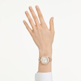 Relógio Crystalline Aura «Swiss Made», bracelete em metal, tom ouro-rosa, acabamento em tom ouro-rosa
